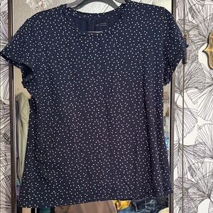 LC Lauren Conrad Navy Short Sleeve Tee with White Polka Dots